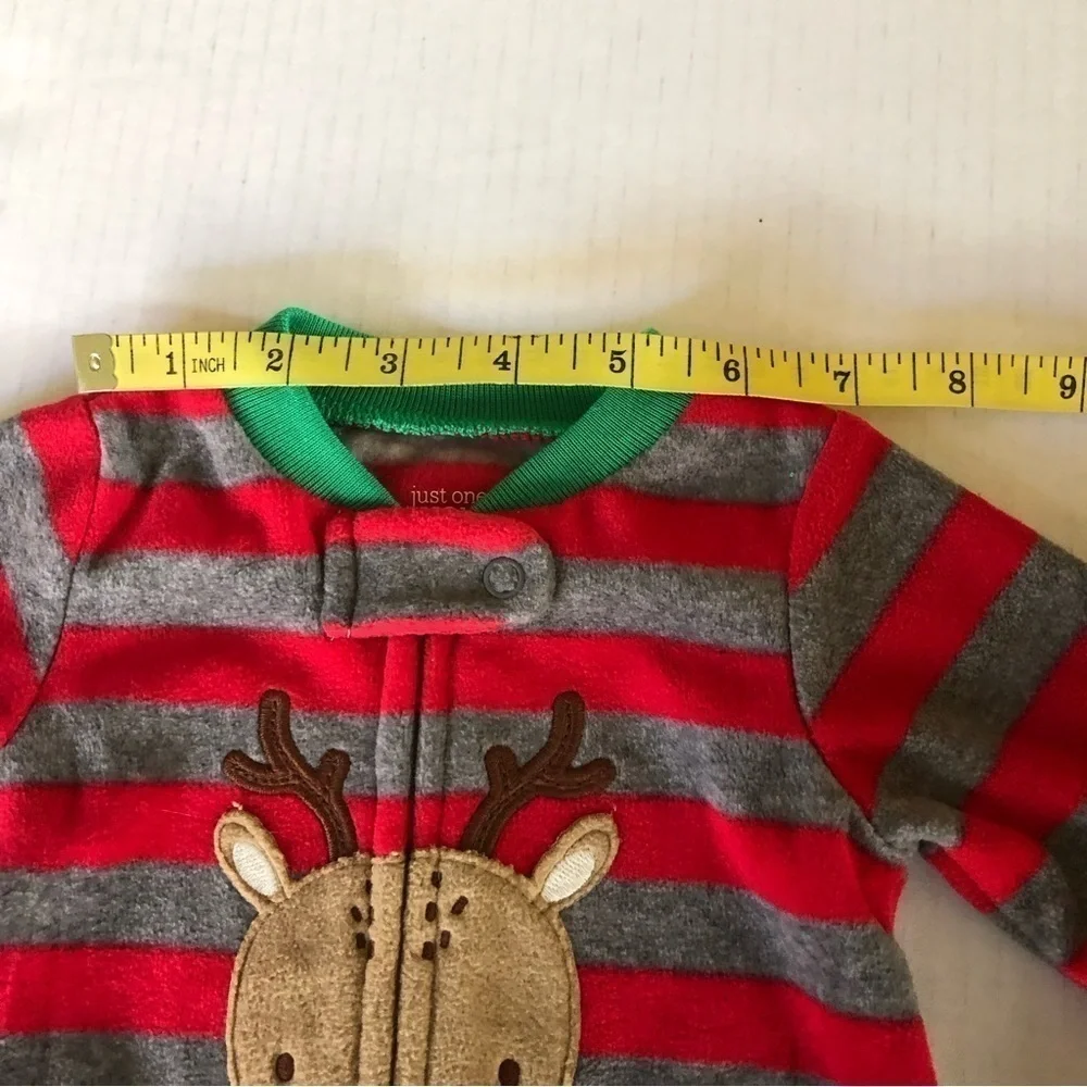 Carter’s Just One You Baby Boys' Reindeer Striped Fleece Footies Size 3M